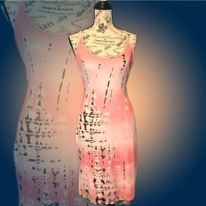 Pink Tie Dye Criss-Cross Open Back Midi Dress